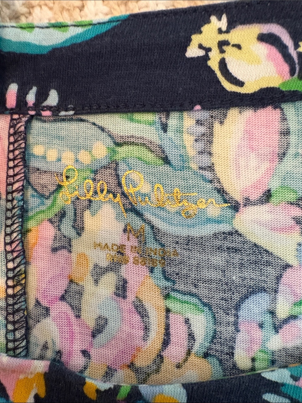 Lilly Pulitzer Navy Dress with Pink, Teal & Yellow Floral Print - Picture 2 of 2